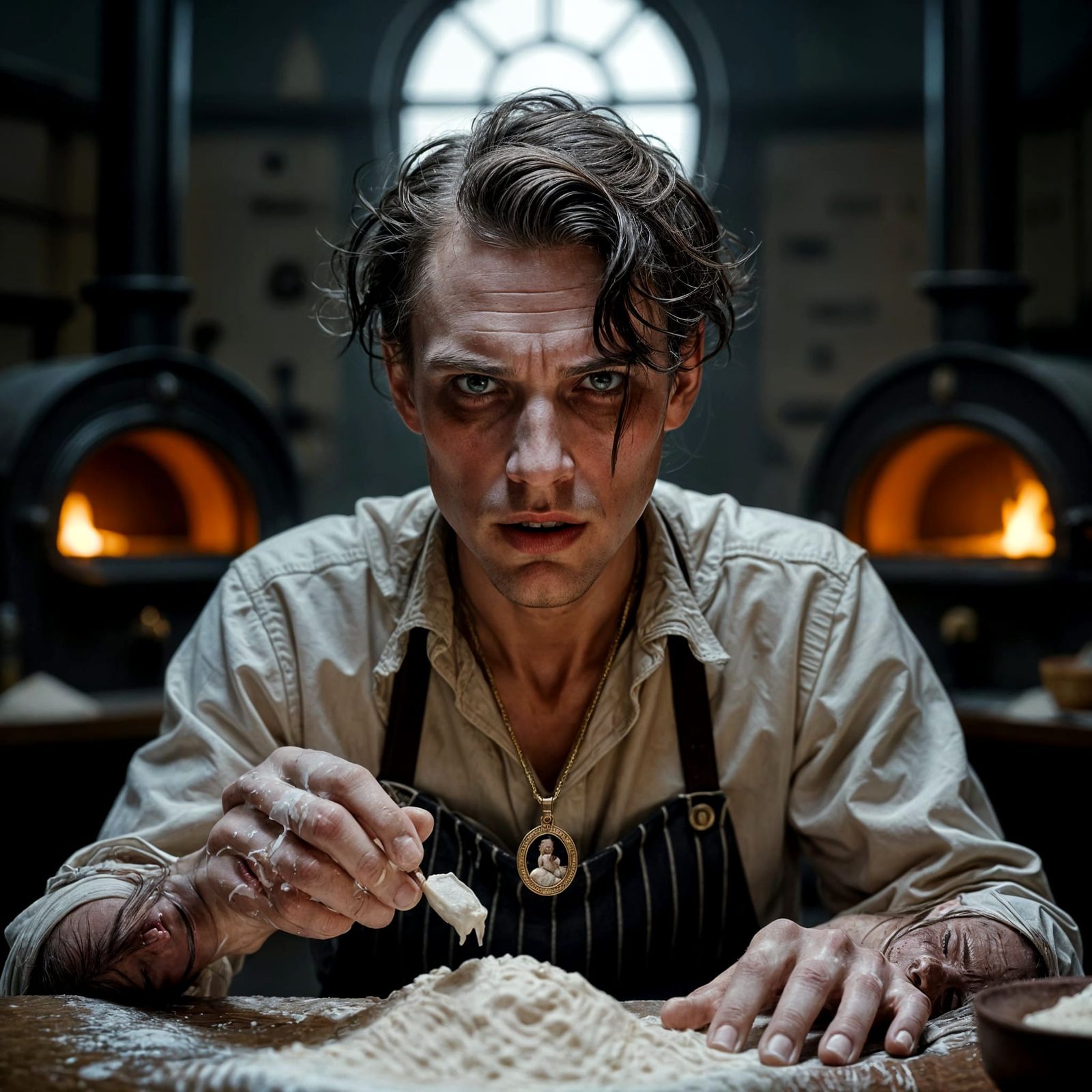 Dark Fantasy Baker Corin Vale in Matte Painting Style