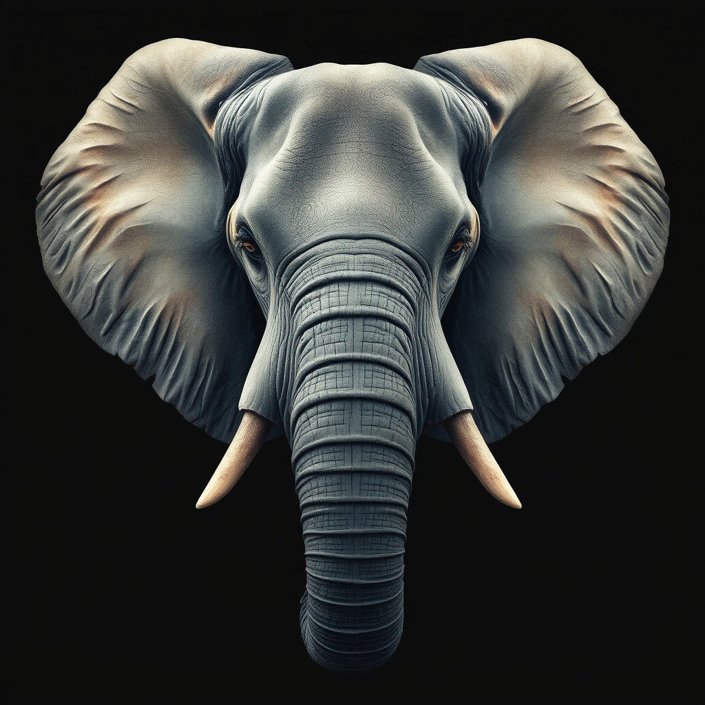 Elephant Head with Tribal Patterns in Detailed Realism