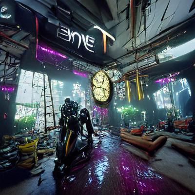 Cyberpunk Time Concept Art in Detailed Digital Painting