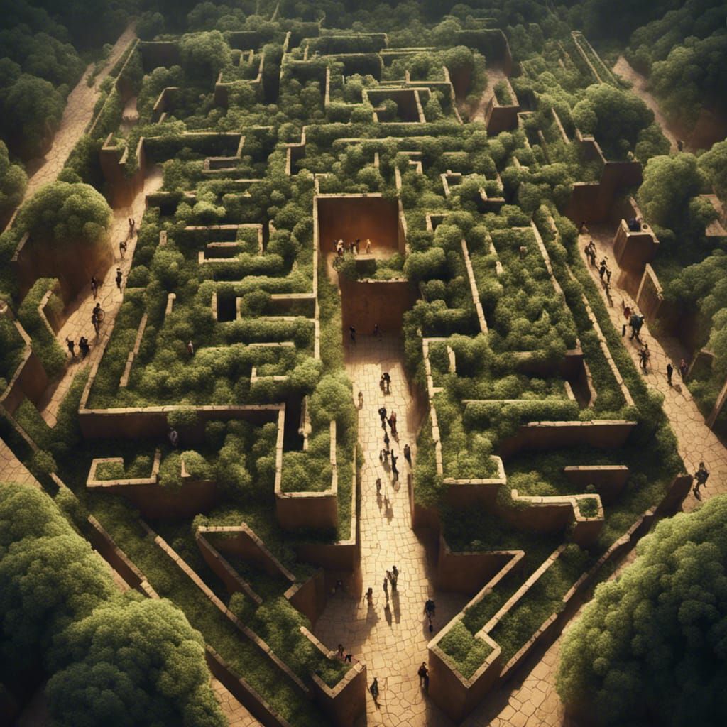 Overhead View of Giant Maze to Fiery Pit