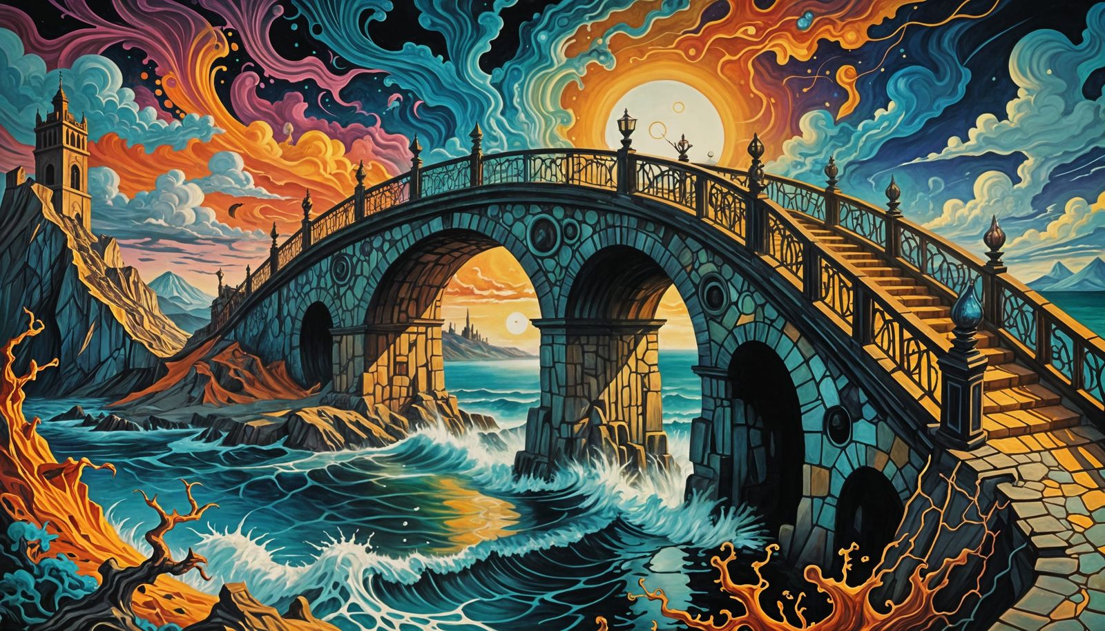 Ethereal Bridge to Nowhere in Vibrant Chaos