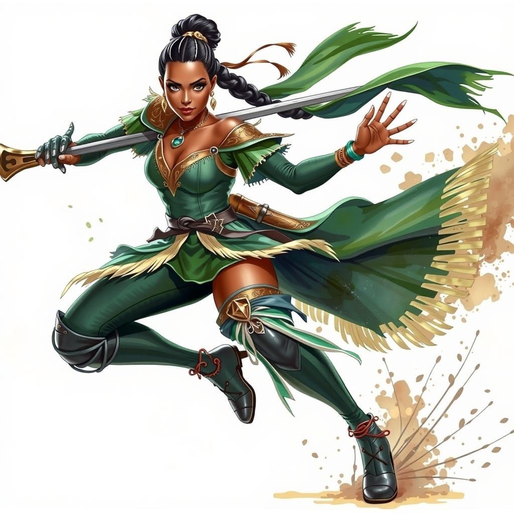 Princess Tiana as Ninja Warrior in Art Nouveau Style