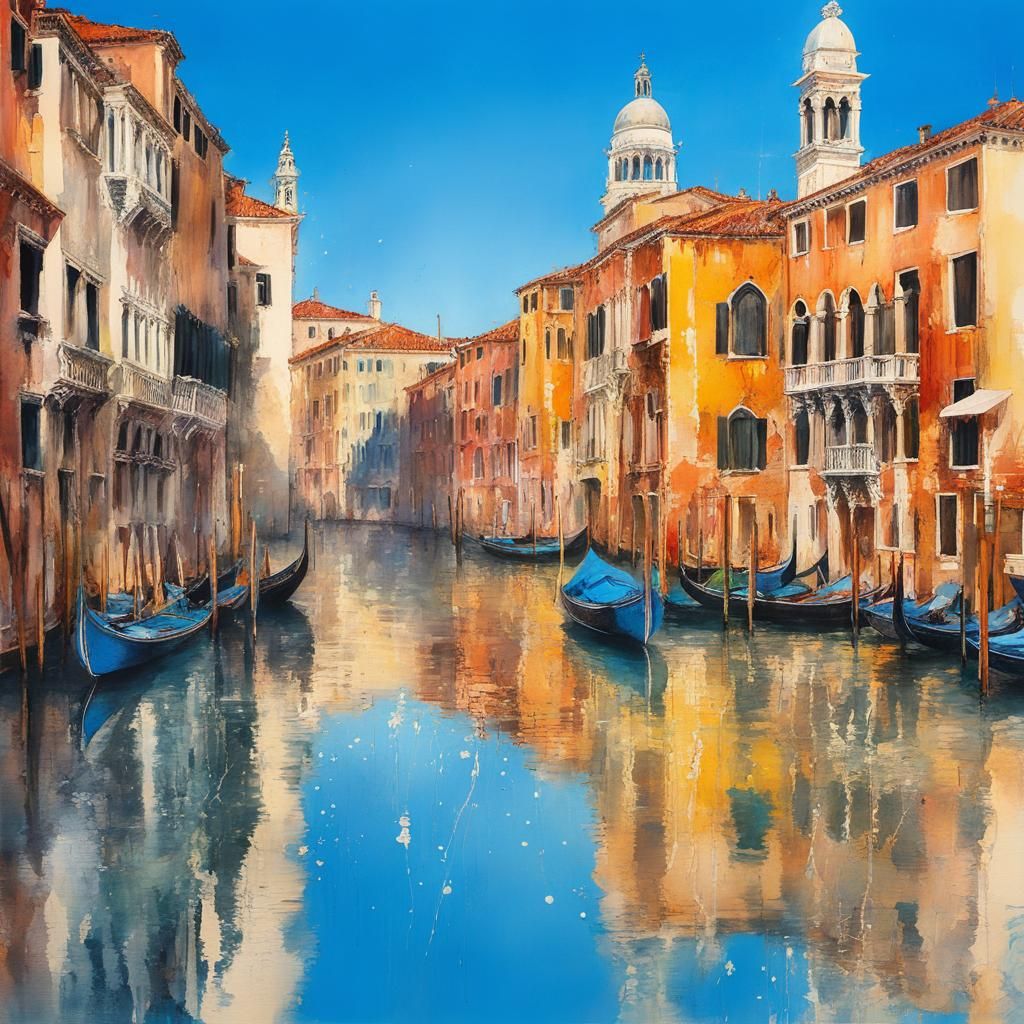 Venice Dancing Couple in Gouache Watercolor