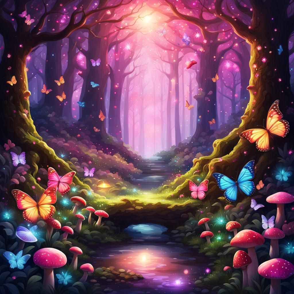 Shimmering Magic Portal in Deep Forest Landscape