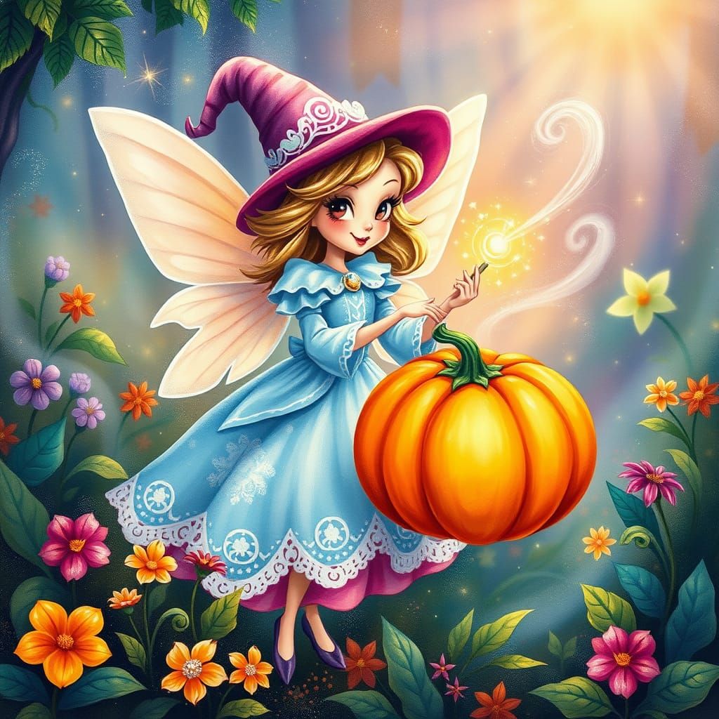 Enchanted Fairy Godmother in Whimsical Garden Scene