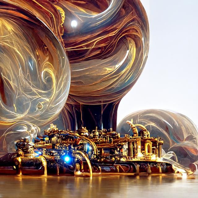 Steampunk Particle Accelerator in Psychedelic Ukiyo-e Style
