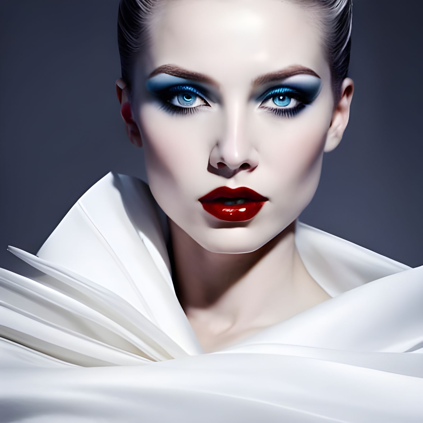 Ethereal Woman's Eyes in Silver and Azure