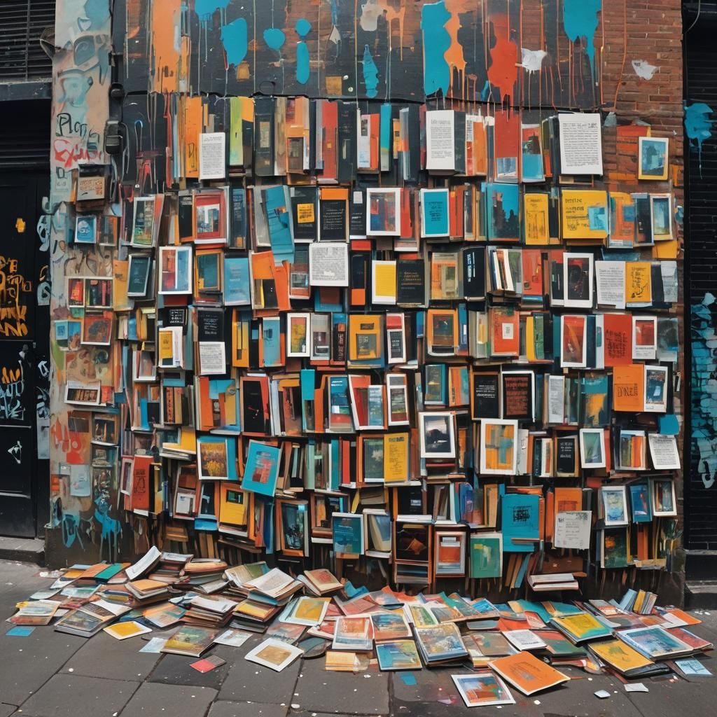 Urban Alleyway Books in Abstract Expressionist Style