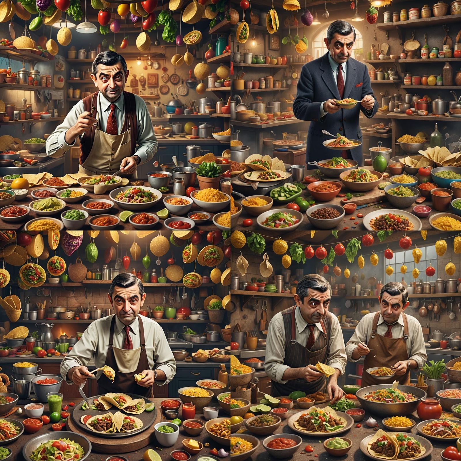Mr. Bean Making Tacos: Detailed Matte Painting
