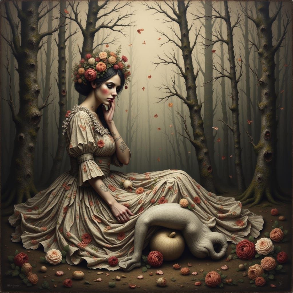 Abstract Mixed Media Art with Woodland Decay