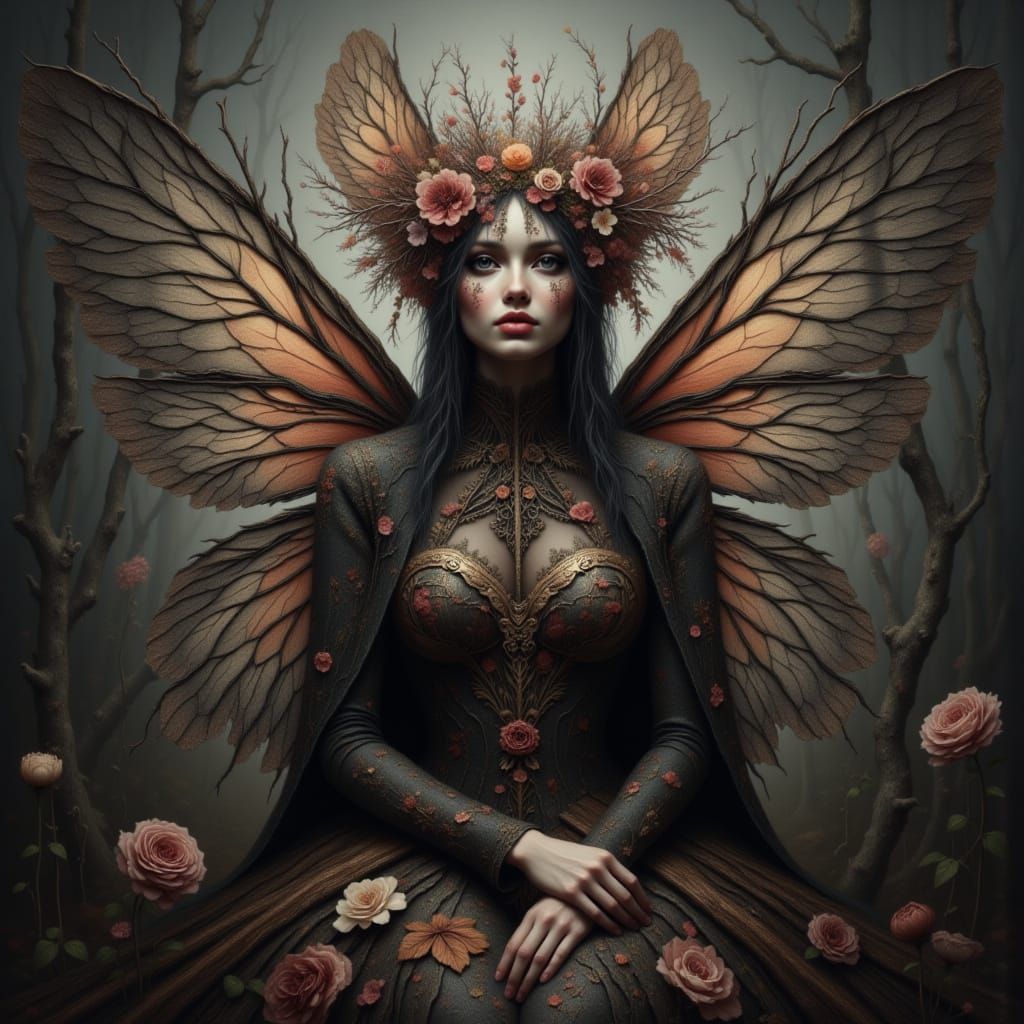 Mixed Media Art with Woodland Decay and Water Engraving