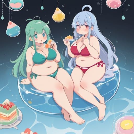 Anime Girls Feast on Jell-O in Factory