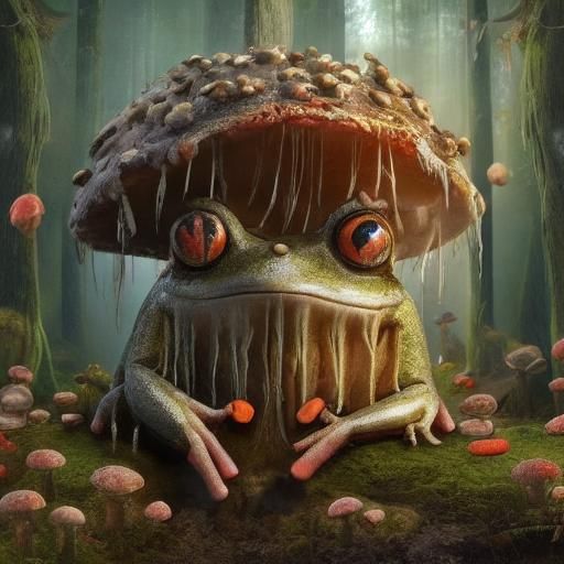 Mycelium Frog in Ancient Forest
