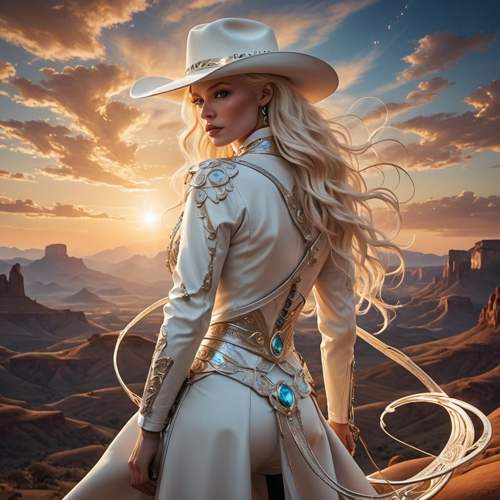 Albino Cowgirl Sunset Dreamscape in 5D Optix