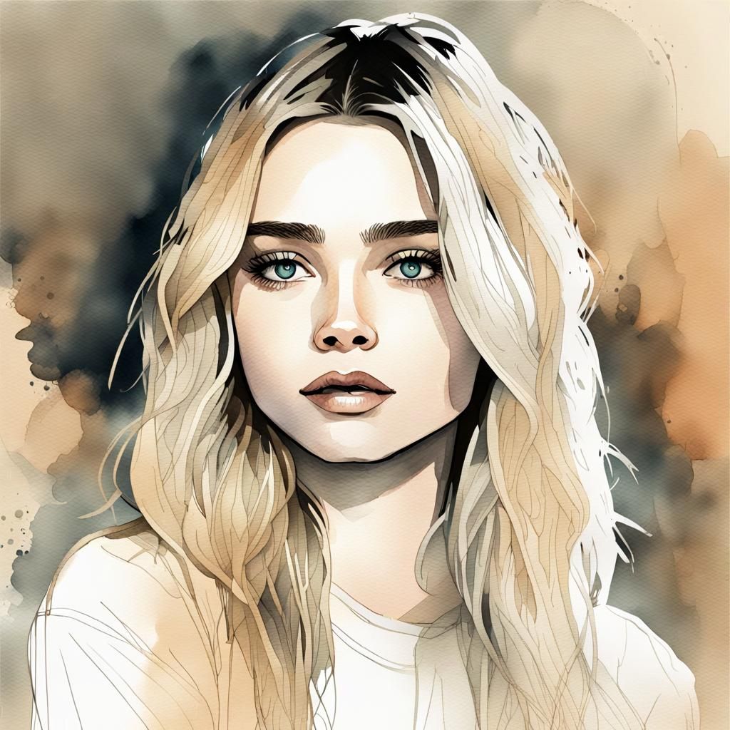 Sabrina Carpenter Headshot in Line Art Style