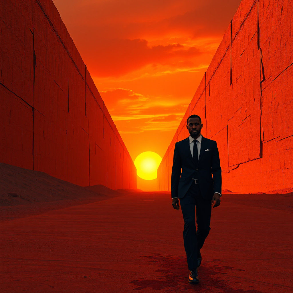 Dystopian Figure in Suit: Abstract Cubism