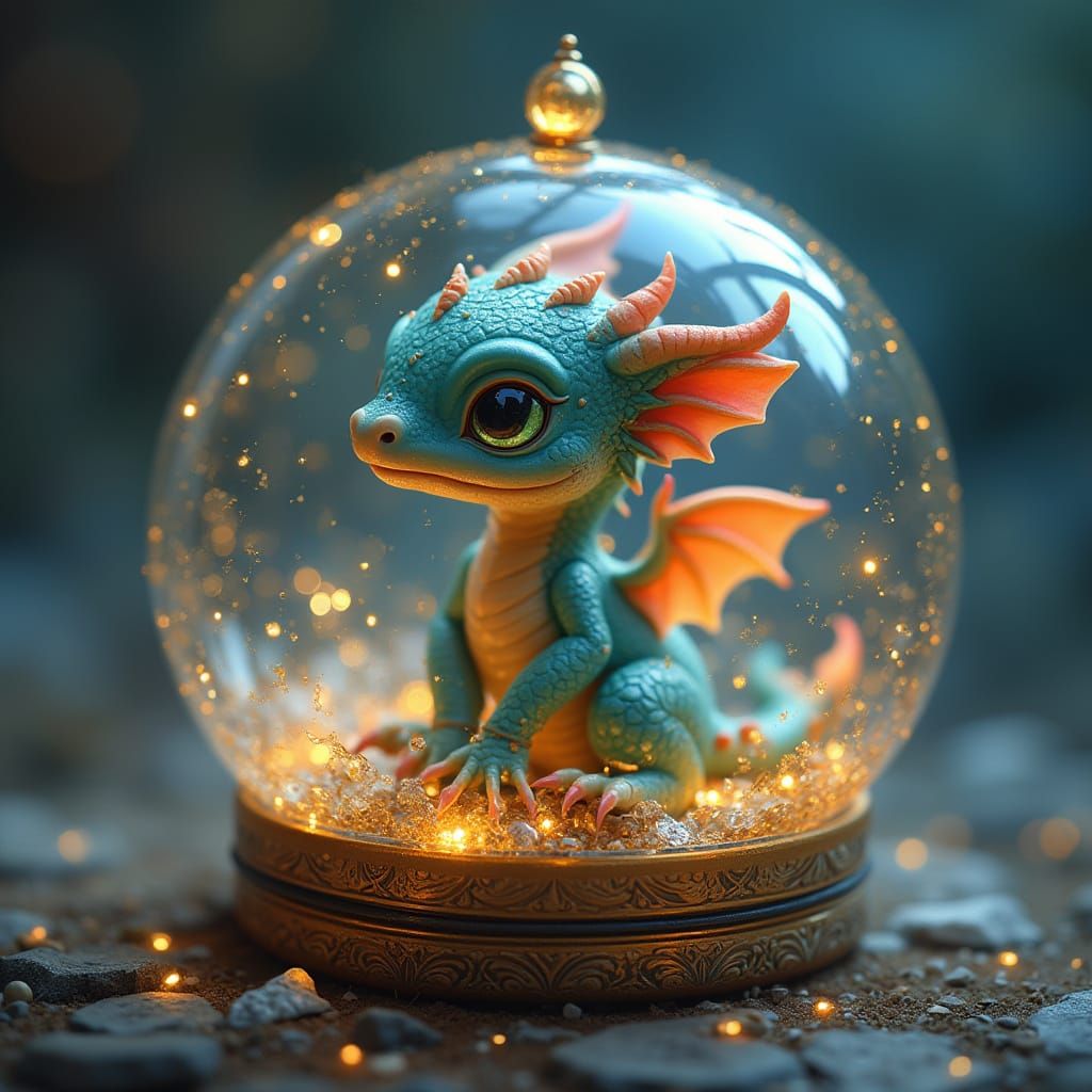 Miniature Dragon in Glass Jewelry Box