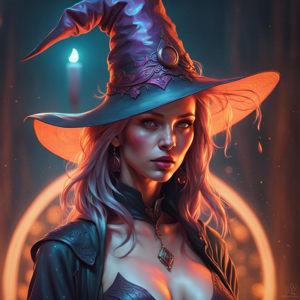 Beautiful Witch Portrait in Art Nouveau Style