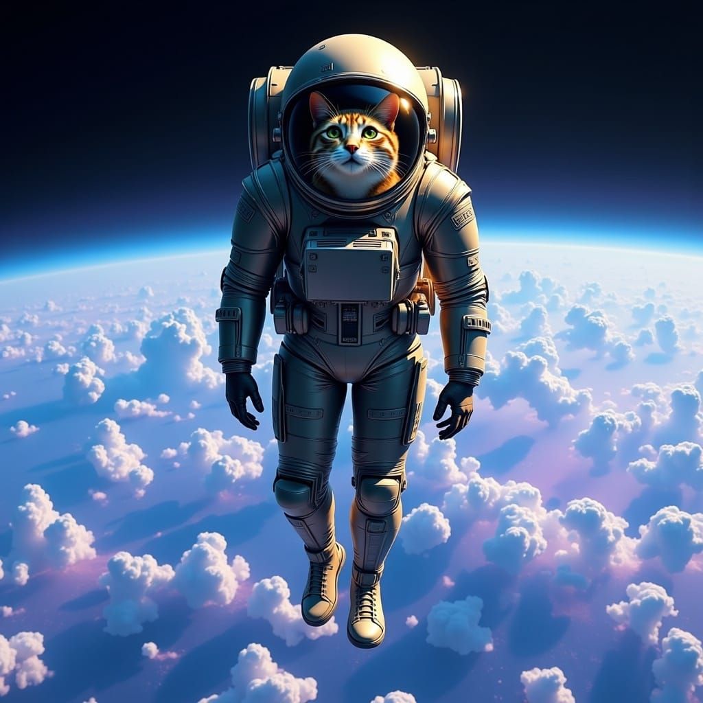 Surreal Space Cat in Futuristic Concept Art