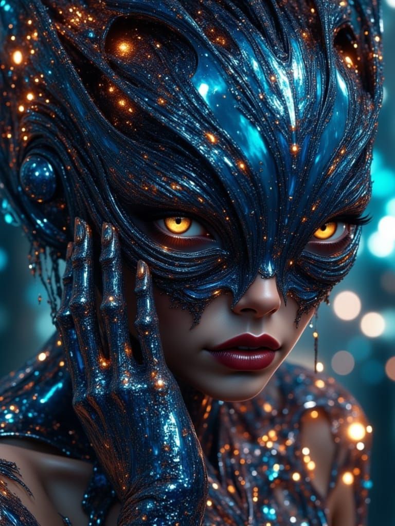 Ethereal Alien Vogue Portrait in Dynamic Lighting