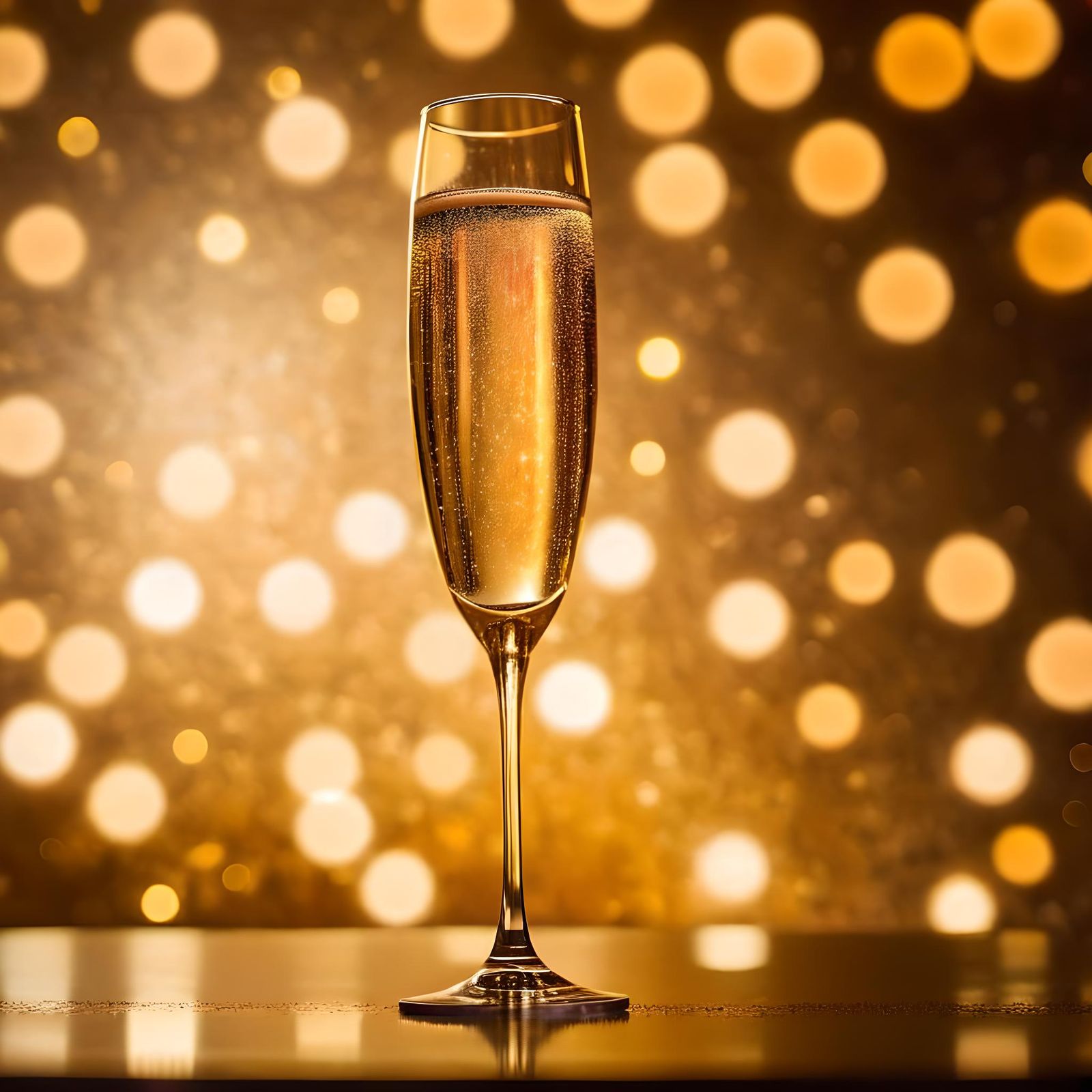 Sparkling Champagne Glass in Klimt-Inspired Style