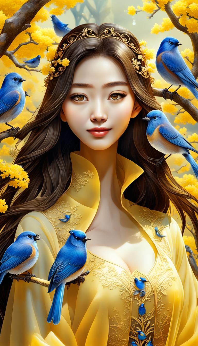 Yellow Jade Girl in a Romantic Fairy Tale