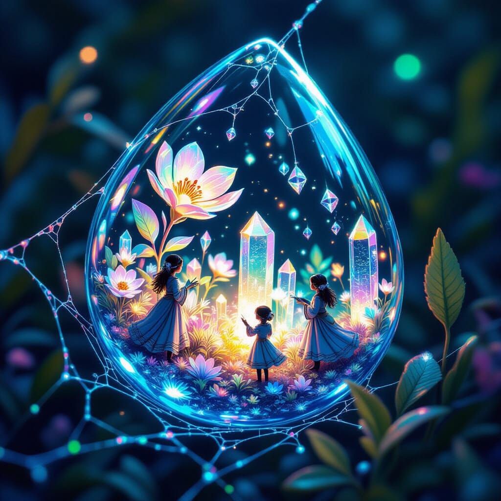 Miniature World in Dewdrop: Digital Biomechanical Art