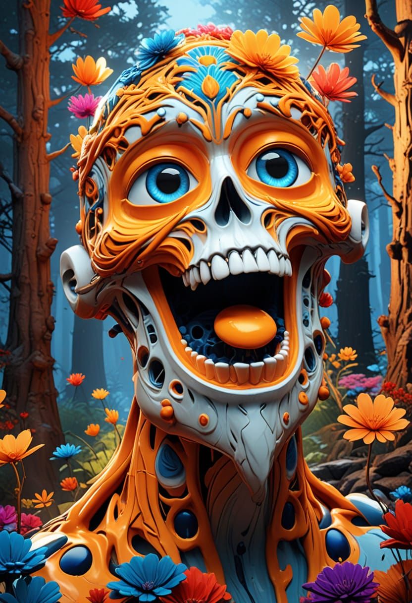 Mystical Forest with Glowing Flowers and Ancient Rocks in Vi...