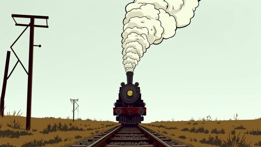 Train Off the Rails in a Fiery Cyberpunk Scene