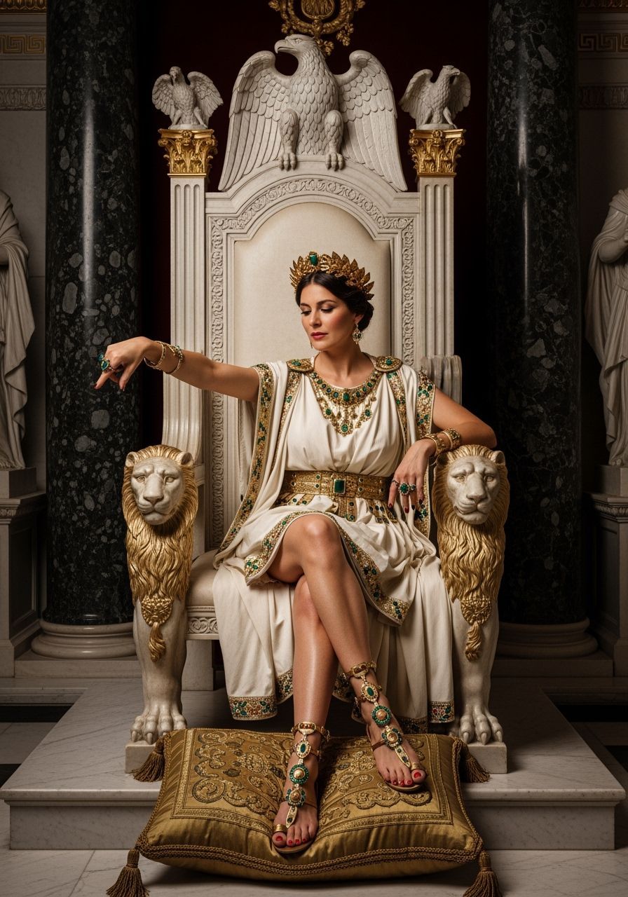 Roman Empress on Marble Throne, Professional Photography Sty...