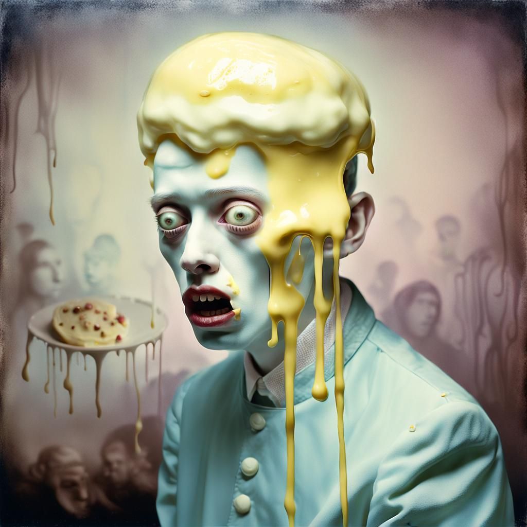Surreal Melting Face in Vintage Photograph Style