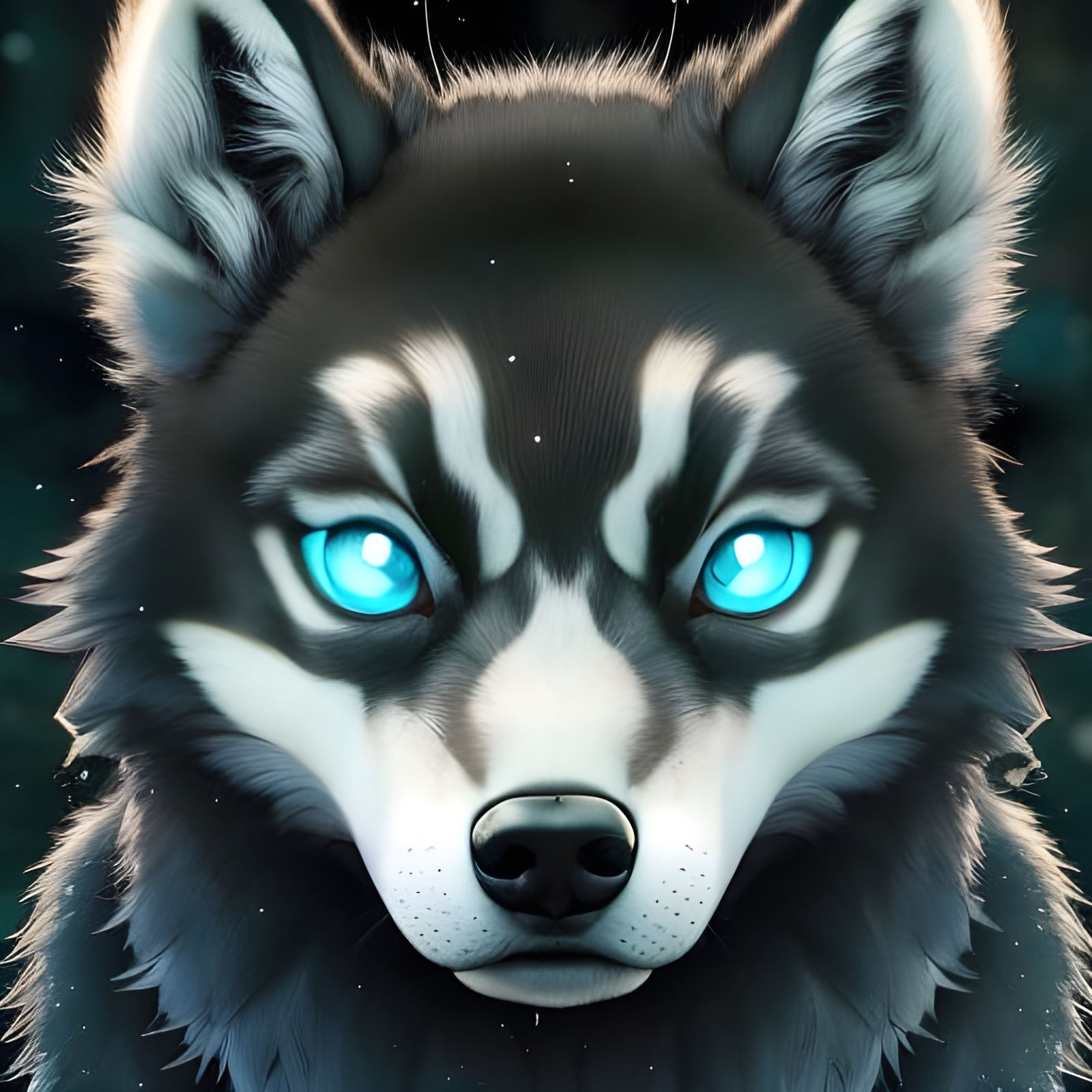 Adorable Chibi Wolf Portrait in Detailed Style