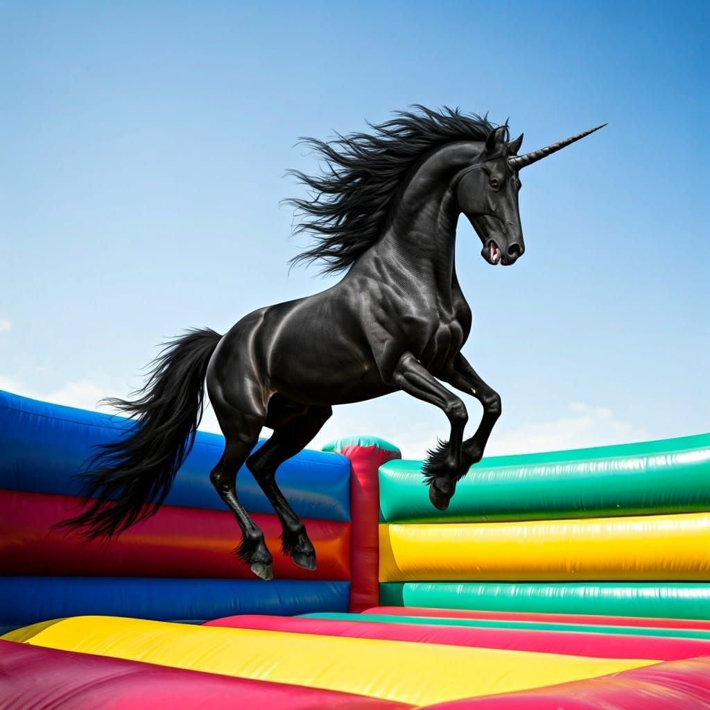 Demonic Unicorn Hops on Bouncy Castle