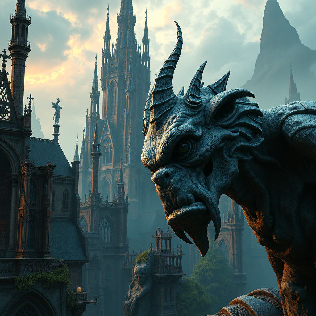 Gothic Spires in Dark Whimsy Landscape