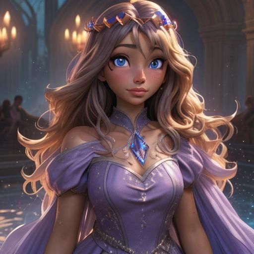 Goddess with Crystal Crown in Fantasy Art Style