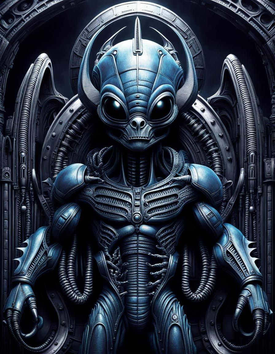 Stitch as Giger's Alien in Disney Art Style