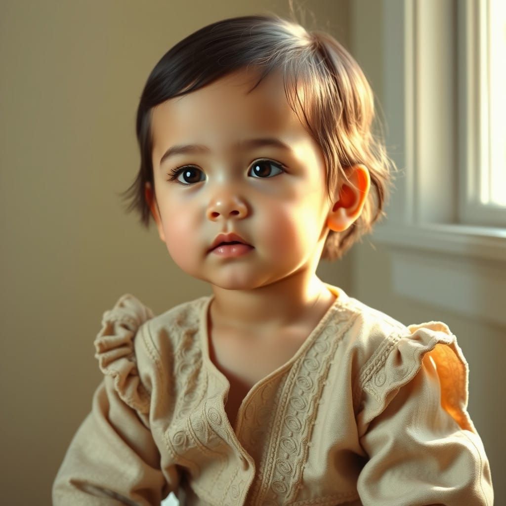 Serene Child in Hyperrealist Style