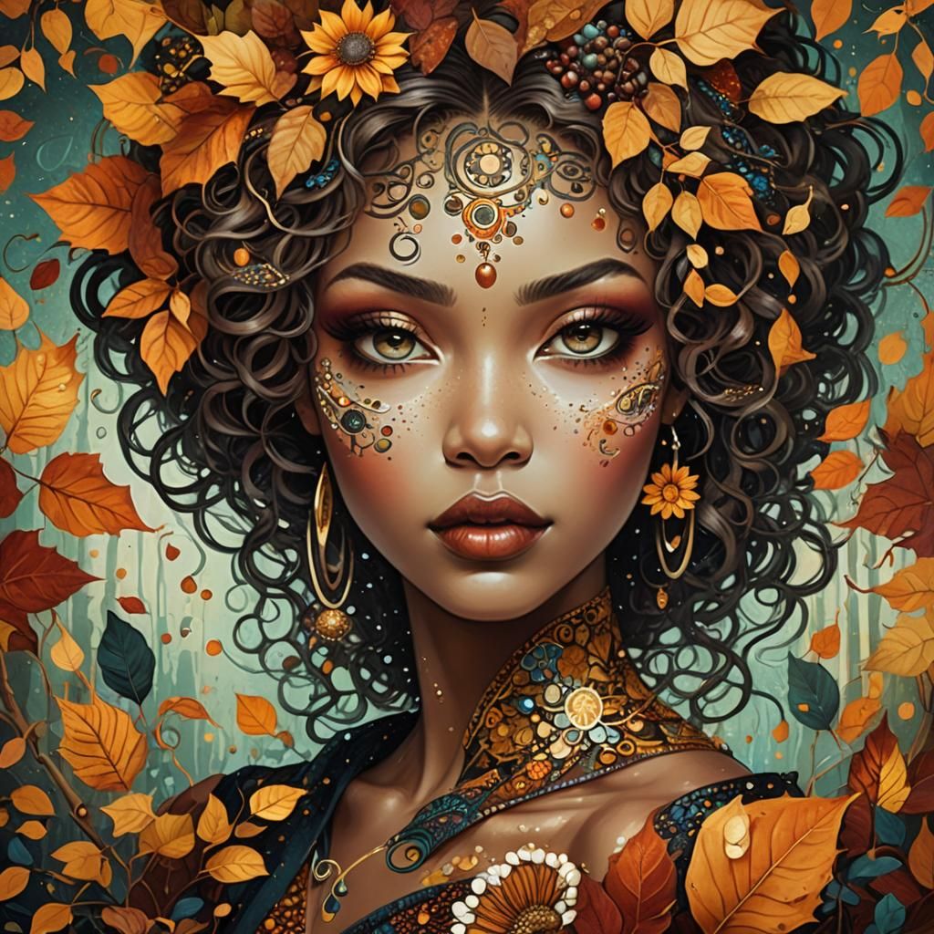 Autumn Digital Painting with Pointillist Elements