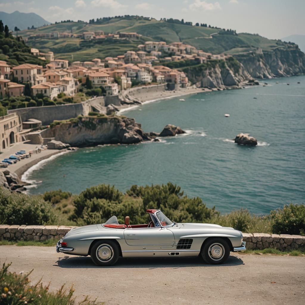 Mercedes 300 SL on the Coast of Italy