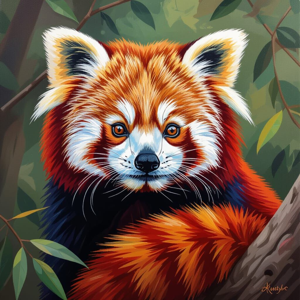 Red Panda Painting: Vibrant Colors & Intricate Details
