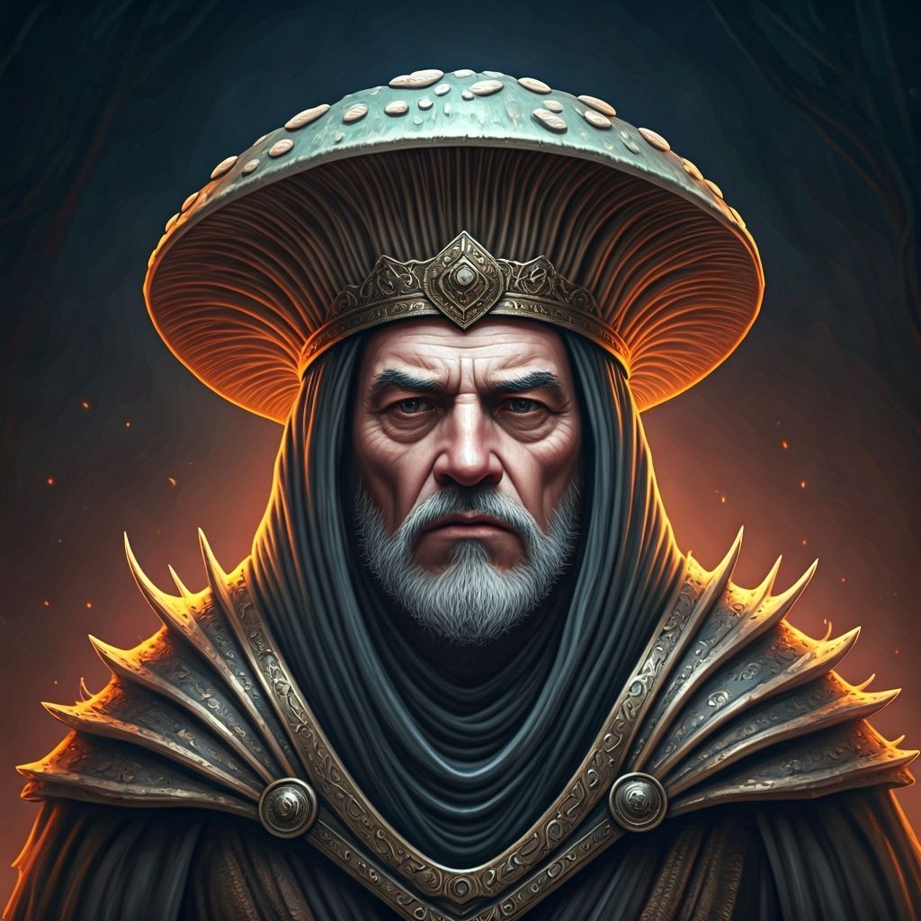 Myconid Chieftain: A Reluctant Ruler in Digital Art