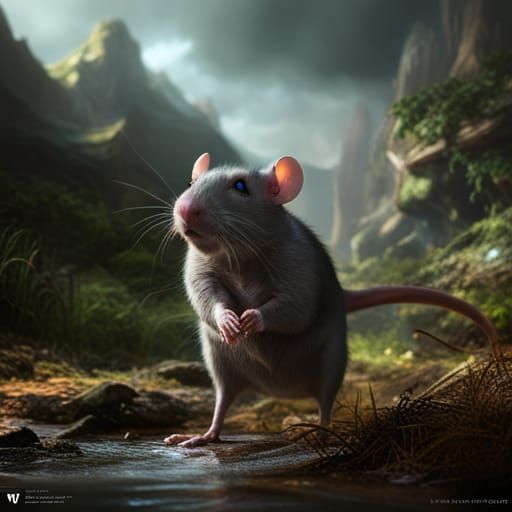 Fantastical Rat in Detailed Matte Painting