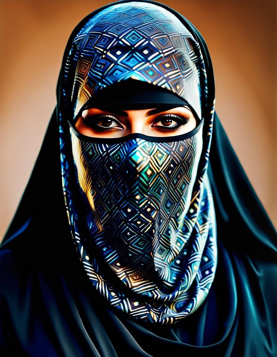Psychedelic Portrait of Niqabi Woman in Pop Art Style