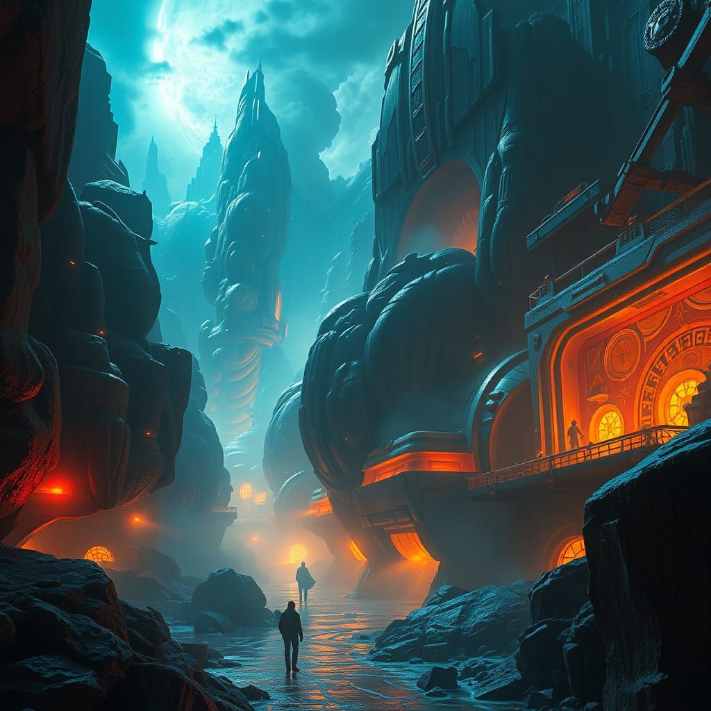 Epic Futuristic Digital Matte Painting with Vibrant Colors