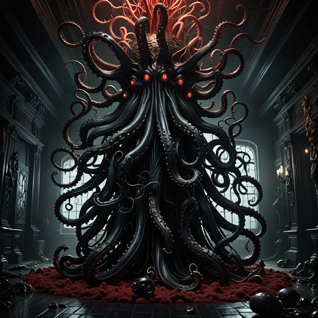Epic Black Octopus Destroys Christmas Tree in Dark Enchanted...
