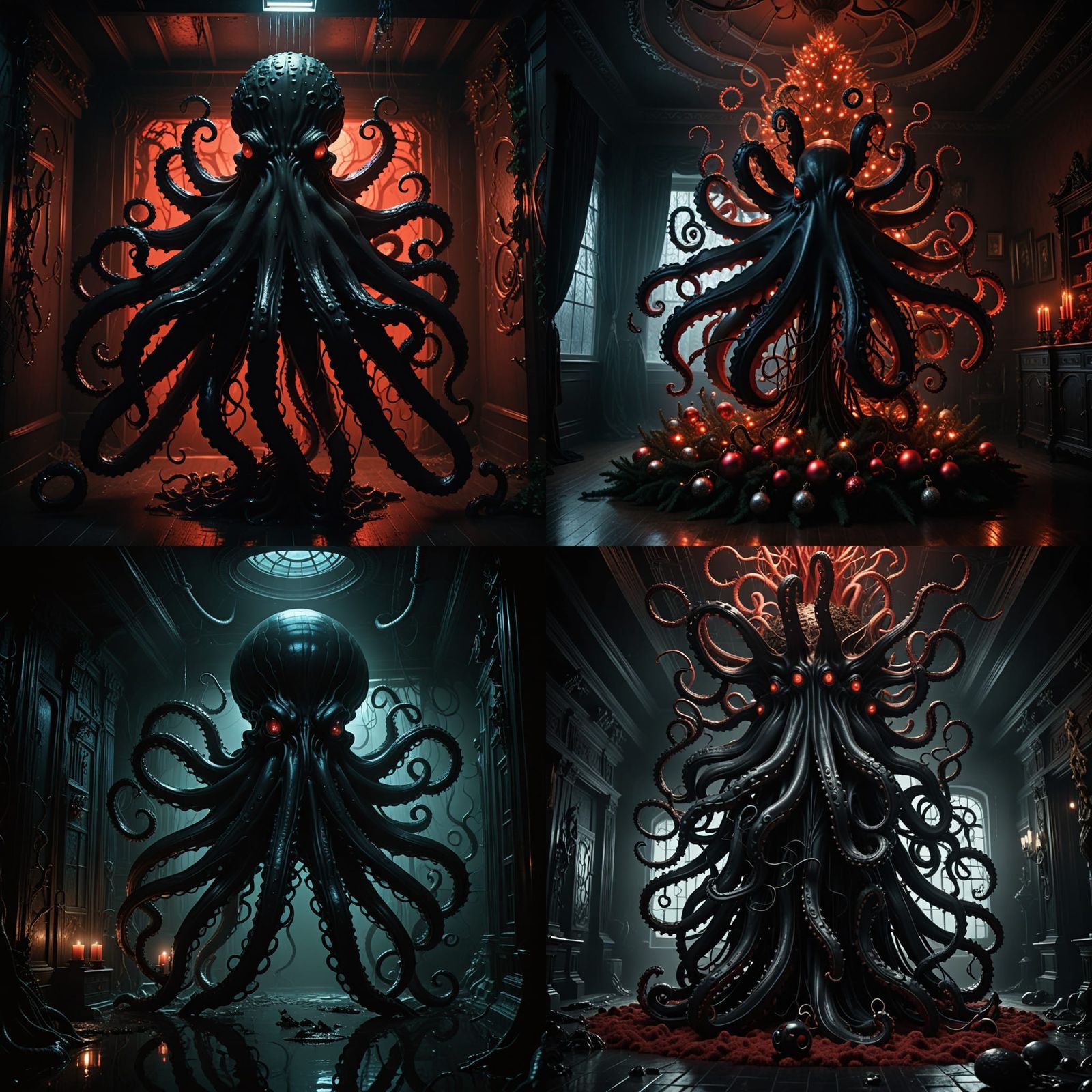 Dark Christmas Carnage in a Surreal Black and White Nightmar...