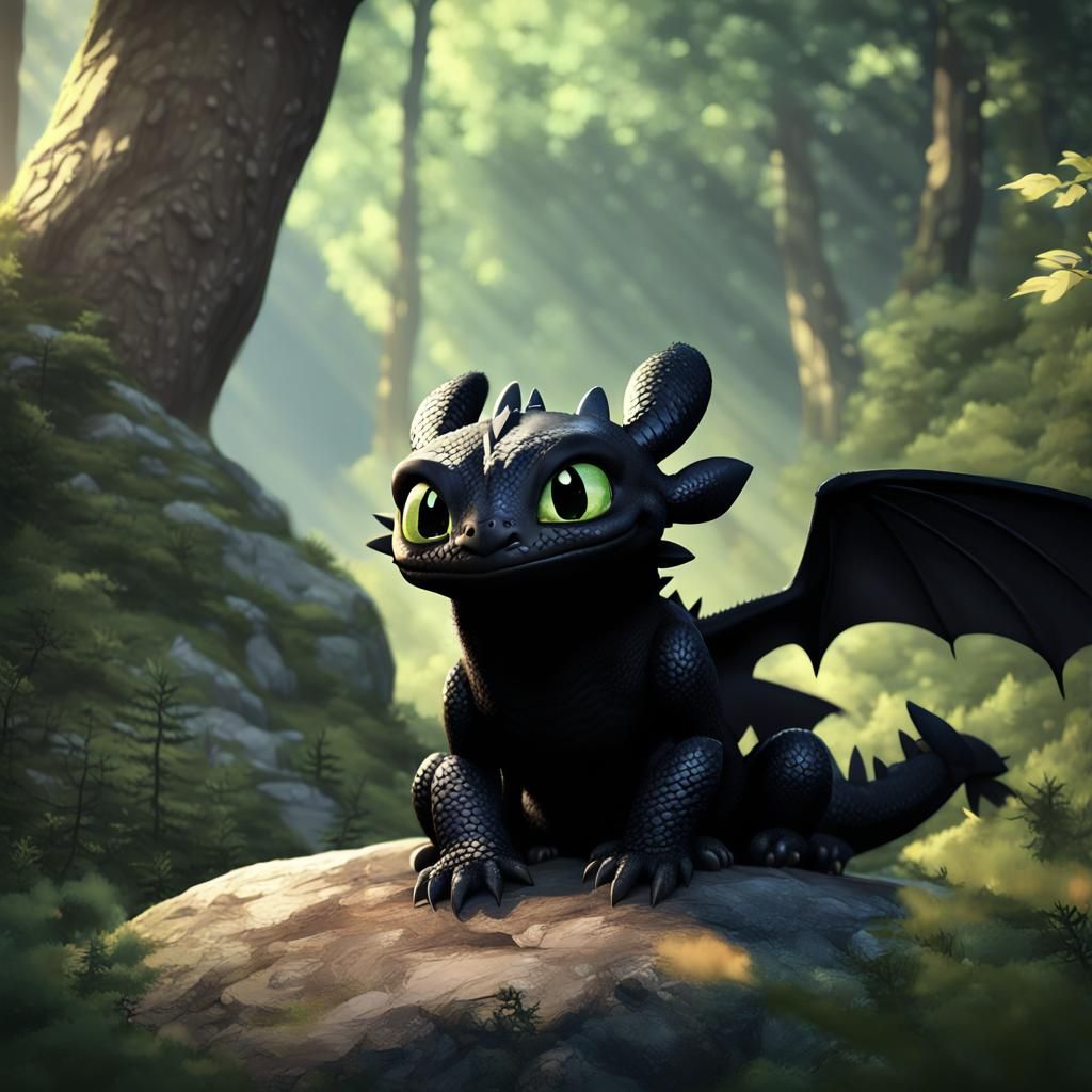 Toothless in the Woods: 3D Anime Art