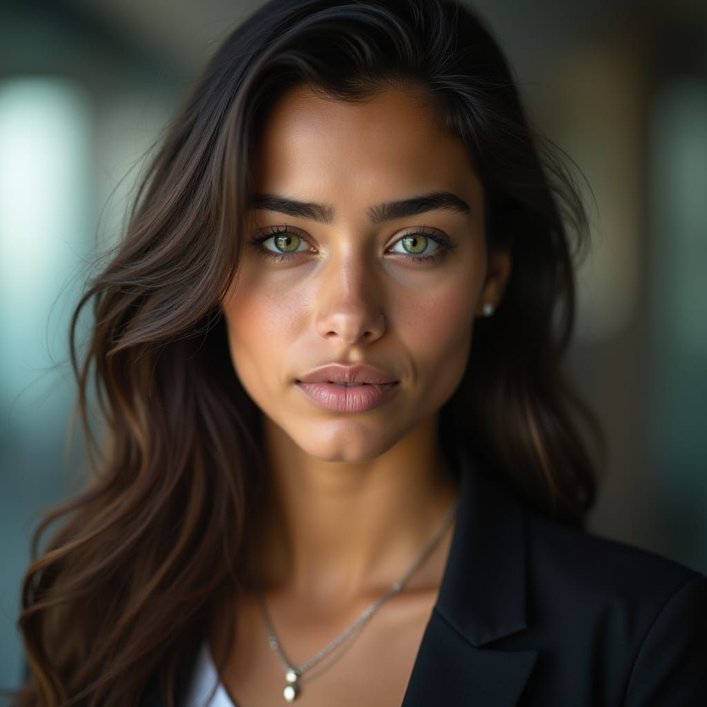 A Captivating Portrait of a Brazilian Woman in Elegant Attir...