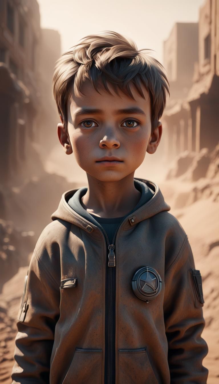 Boy in Haze: Photorealistic Portrait in 4K