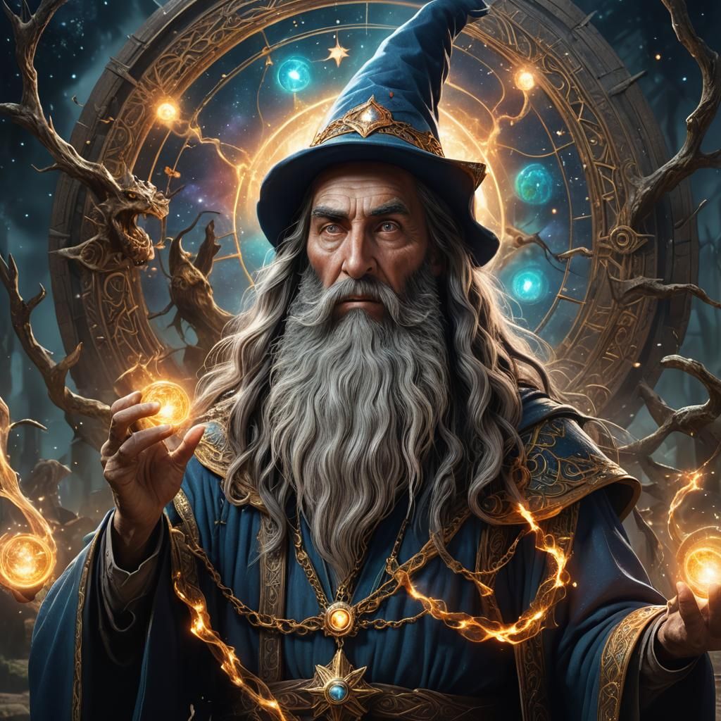 Wizard Conjuring a Portal, Fantasy Concept Art